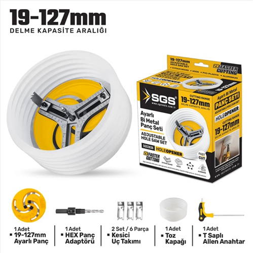 SGS Bİ-METAL AYARLI PANÇ SETİ KÖRÜKLÜ 19-127 MM SGS3636